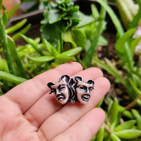 Vintage Celluloid Comedy Tragedy Brooch Pin - Picture 8 of 13